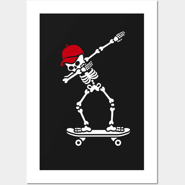 Dab dabbing skeleton skateboard skater Wall Art by LaundryFactory